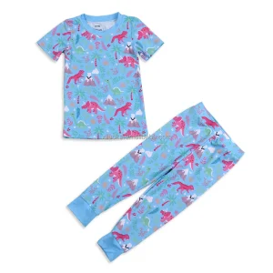 Custom 95% Bamboo 5% Spandex Baby 2 Pieces Long Sleeve Sleepwear Pajamas Kids Clothes Outfit
