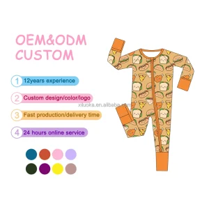 Factory Bamboo Fabric Baby Sleepwear Soft Newborn Footie Jumpsuit with Colorful Double Zipper Comfy Toddlers Pajamas