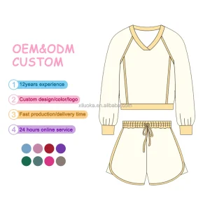Kid Long Sleeve and Short Sweat Pants Set Cotton Children Luxury Crewneck Sweatshirt Custom Sweatshirt for Girl Kids