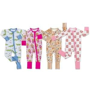 Organic Bamboo Baby Romper Baby Onesie Custom Baby Pajamas Newborn Sleepsuit Printed Two Way Zip Baby Clothes Infant Jumpsuit