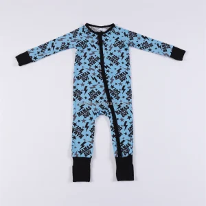 Custom Printed Bamboo Rompers for Kids Zipper Jumpsuit Pajamas Folded Cuffs Cute Knitted Styles for Newborns Toddlers for Spring