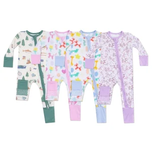 Organic Bamboo 2 Way Zipper Romper Baby Onesie Baby Sleepwear Sustainable Jersey Newborn Sleepsuit Custom Print Baby Clothes
