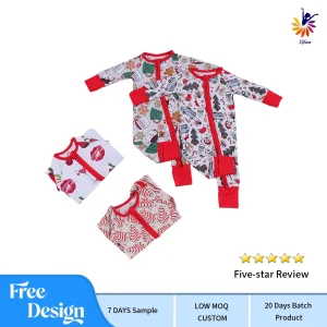 Custom Bamboo Fiber Newborn Romper Two Way Zipper Sleepsuit Private Label Custom Pattern Color Size for Infants