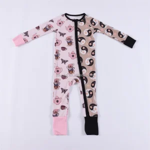 Low Moq Infant Bamboo Viscose Sleepwear Sleeve Newborn One Piece Pajamas Baby Romper with Double Zipper