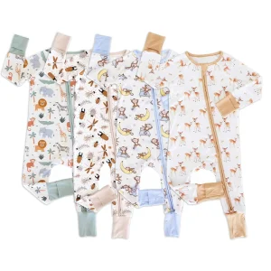 Organic Bamboo Baby Zip Romper Custom Print Baby Onesie Jersey Newborn Sleepsuit Sustainable Baby Clothes Infant Jumpsuit