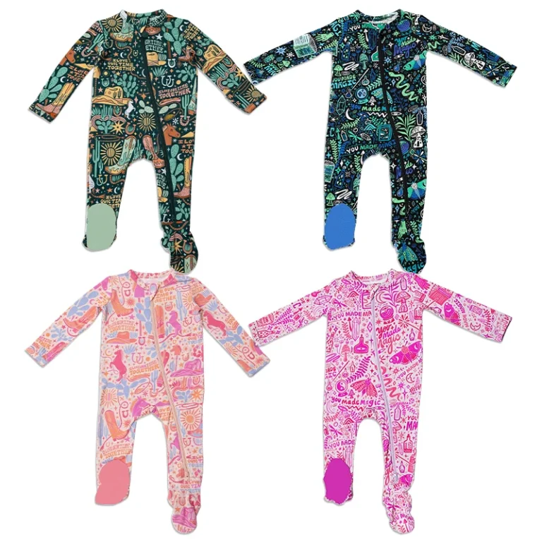 Scalable Private Label Sleeper Baby Pajamas Footed Romper Zipper Bamboo Clothes Private La