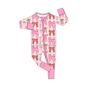 Latest Factory Bamboo Baby Sleepwear Comfortable Double Zipper Knitted Jumpsuit for Newborns Toddlers Soft Custom Print