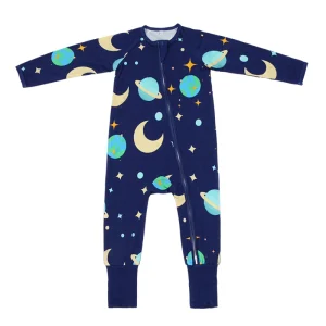 Custom Organic Bamboo Two Way Zip Baby Romper Baby Onesie Sleep Suit Newborn Clothes Sustainable  Baby Sleepr