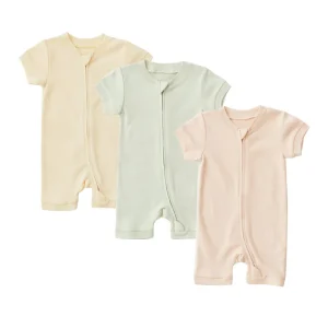 Custom Cotton Bamboo Baby Romper Sustainable Baby  Pajamas Infant Short Sleeve Romper One Piece Jumpsuits Custom Baby Clothes