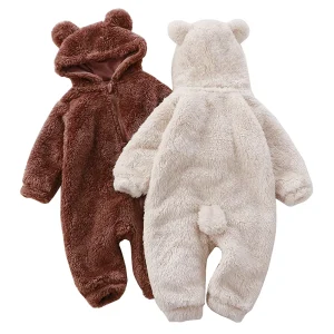 Winter Baby Rompers Baby Bear Suit Teddy onesies Infant Clothes Custom Thermal Newborn Sleepsuit Fleece Baby Jumpsuit