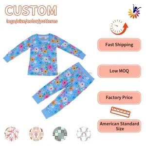 CPC Certified Kids Bamboo Pajama Set Custom Print & Logo Low MOQ Safe Children Sleepwear