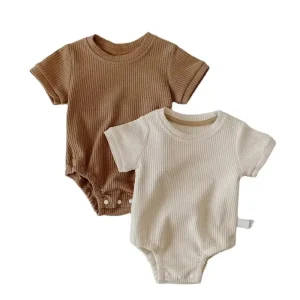 Organic Bamboo Waffle Baby Bodysuits Knit Baby Onesie Custom Newborn Sleepsuit Eco Friendly Baby Clothes Infant Sleepwear