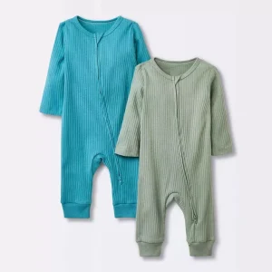 Orgainc Cotton Ribbed Baby Romper Custom Baby Knit Clothes Eco Friendly Sleepwear Baby Two Way Zipper Onesie Newborn Sleepsuit