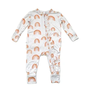 Babi Clothes Newborn Onesie Ruffle Sleepsuit Ruffle Baby Romper Bamboo Infant Jumpsuit Ruffle Zipper Baby Sleeper