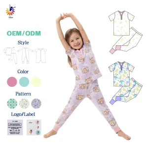 Wholesale Custom High Quality Bamboo Comfortable Girls' Casual Outfits Knitted Fabric Pajamas Clothes Set ODM Supply