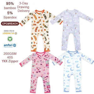Organic Baby Romper Bamboo Baby Two Way Zipper Onesie Sustaianble Newborn Sleepsuit Jersey Custom Sleep Wear for Baby Clothes