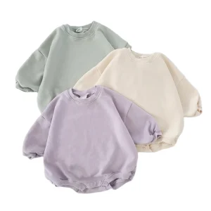 Baby Bubble Bodysuit Baby Fleece Sweatshirt Romper Organic Cotton Long Sleeve Newborn Romper Infant Bodysuit Baby Clothes