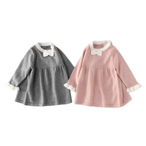 Organic 2021 Fashion Printing Little Girls Dresses Long Sleeve Girls Dresses Eco Friendly Kids Clothing Children Clothes