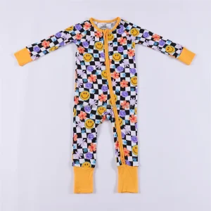 Factory Wholesale Private Custom Printed Breathable Bamboo for Summer Baby Popular Zipper Closure Casual Pajamas Romper