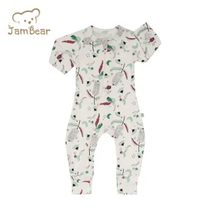 Jambear Baby Rompers on the Go One-piece Two-way Zip Rompers Organic Cotton Long Sleeve Pajama Sleeper Cotton Romper Knitted