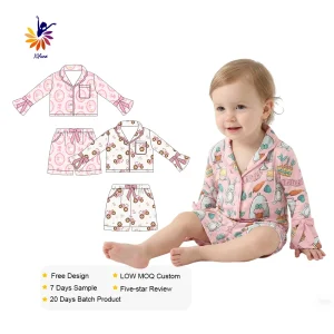 Kerui New Style 2026 Kids Bamboo Zipper Pajamas Set Infants Bamboo Fiber Custom Pattern Breathable Skin-friendly Sleepwear