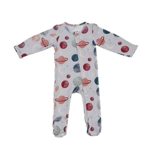 Spandex Bamboo Fiber Baby Sleepsuit Baby Romper Sustainable Zipper Baby Onesie Custom Print Newborn Sleepwear Infant Jumpsuit