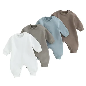 Organic Cotton Fleece Rompers for Baby Jumpsuit Custom Newborn Onesie Baby Sleep Suit Sustainabale Sleepwear Babies Clothes