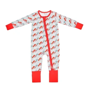 Organic Baby Christmas Romper Zip Bamboo Baby Pajamas Custom Print Newborn Sleepsuit Infant Onesie Sleeper Jumpsuit Baby Clothes
