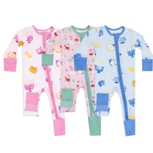 Organic Baby Rompers Bamboo Zipper Pajamas Sustainable Jersey Baby Onesie Jumpsuit Custom Print Baby Clothes Newborn Sleepsuit