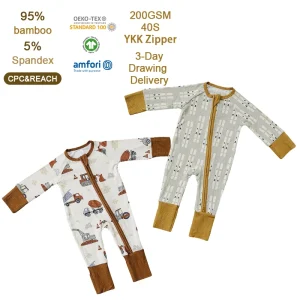 Organic Baby Romper Ribbed Bamboo Zipper Knit Baby Onesie Sustainable Newborn Sleepsuit Custom Baby Clothes Infant Jumpsuit