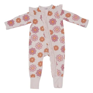 Custom Bamboo Ruffle Baby Romper Baby Zip Pajama Sustainable Newborn Onesie  Sleepwear Custom Print Baby Clothes Infant Jumpsuit