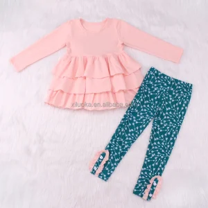 Happy Luoka OEM Ruffle Shirts Arrow Leggings Clothes Set Girl Boutique Outfits