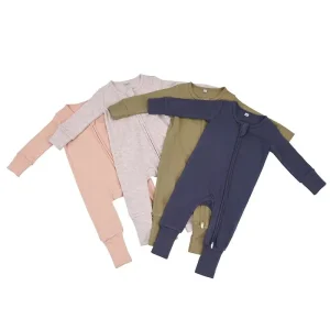 Bamboo Cotton Baby Romper Pajamas Infant Jumpsuit Newborn Onesie Baby Sleep Wear Baby Clothes Interlock Zip Sleep Suit with Zip