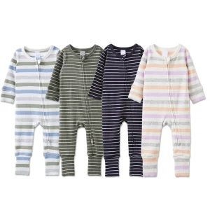 Organic Cotton Baby Onesie Long Sleeve Rib Romnper Baby Jumpsuit Knit Newborn Sleepsuit Custom  Sleep Wear for Baby Clothes