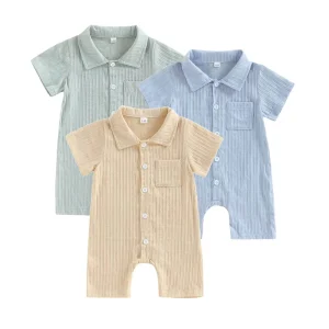 Orgnaic Bamboo Baby Polo-neck Romper Custom Bamboo  Pajamas Baby Eco Friendly Baby Clothes Newborn Onesie