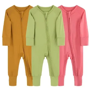 Orgnaic Baby Rompers Custom Print Bamboo Fiber Baby Zipper Footed Sleeper Romper Clothes Toddler Kids Pajamas Clothing Sleepwear
