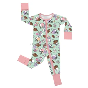 Happy Luoka OEM Custom Pattern Baby Girls Clothes Long Sleeve Baby Bamboo Jumpsuit