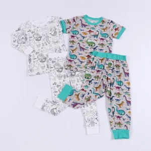 Custom Kids Bamboo Viscose Baby Clothing Bamboo Children Pajamas Long Sleeve Kids Girl Pajamas Set Wholesale