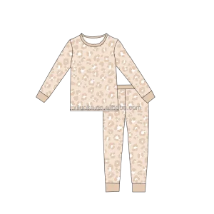 Wholesale Kids Bamboo Pajamas Outfits Custom Print Children Two Piece Sleeping Suits