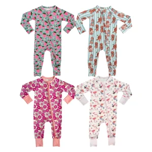 Organic Bamboo Baby Zip Romper Newborn Onsies Sustaianble Bamboo Baby Zipper Baby Clothes Custom Newborn Sleepsuit Sleepwear