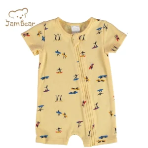 Organic Short Leg Baby Romper Wholesale Summer Baby Romper Short Sleeve Zip Romper Infant Sleepsuit Gots Jersey Jumpsuit