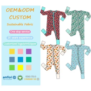 Organic Bamboo Baby romper Sleepwear Baby sleeper Pajamas Two Way Zipper Romper Newborn Sleep Suit Infant Onesie Baby Clothes