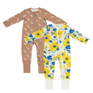 Organic Bamboo Baby Pajamas Baby Zip Romper Custom Sleep Suit Baby Sleeping Onesie Two Way Zip Sleepsuit Printed Infant Clothes