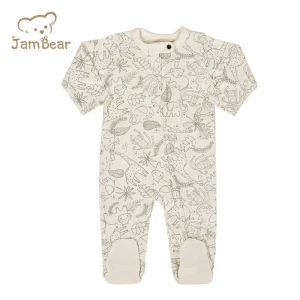 Organic Baby Rompers Organic Cotton Footless Romper Long Sleeve Organic Baby Clothes One Piece Zipper Jumpsuit Baby Clothes
