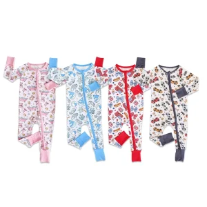 Organic Baby Romper Bamboo Zipper Pajamas Custom Sleep Suit Newborn Onesie Zippy Baby Sleepwear Baby Clothes Infant Sleeper