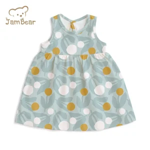 Organic Baby Sleeveless Dress Baby Girls Floral Ruffle Dresses Organic Cotton Baby Dress Children's Wear