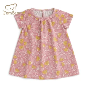 Baby Dress Summer Organic Cotton Baby Girls Dress in Short Sleeve Newborn Customize Bamboo Viscose Baby Dress Clothes